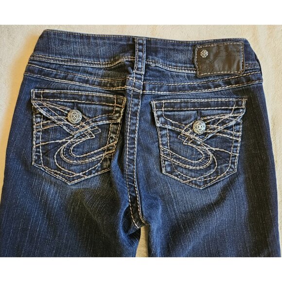 Silver Jeans Women 25W/L30 Suki Surplus Slim Bootcut Low Rise Dark Wash - Picture 9 of 14